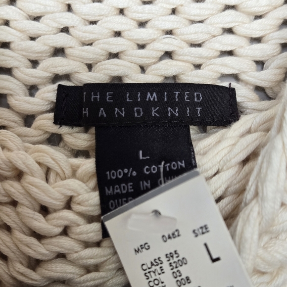 NWT The Limited Chunky Hand Knit 100% Cotton Sleeveless Cream Mock Neck Sweater - Picture 4 of 7